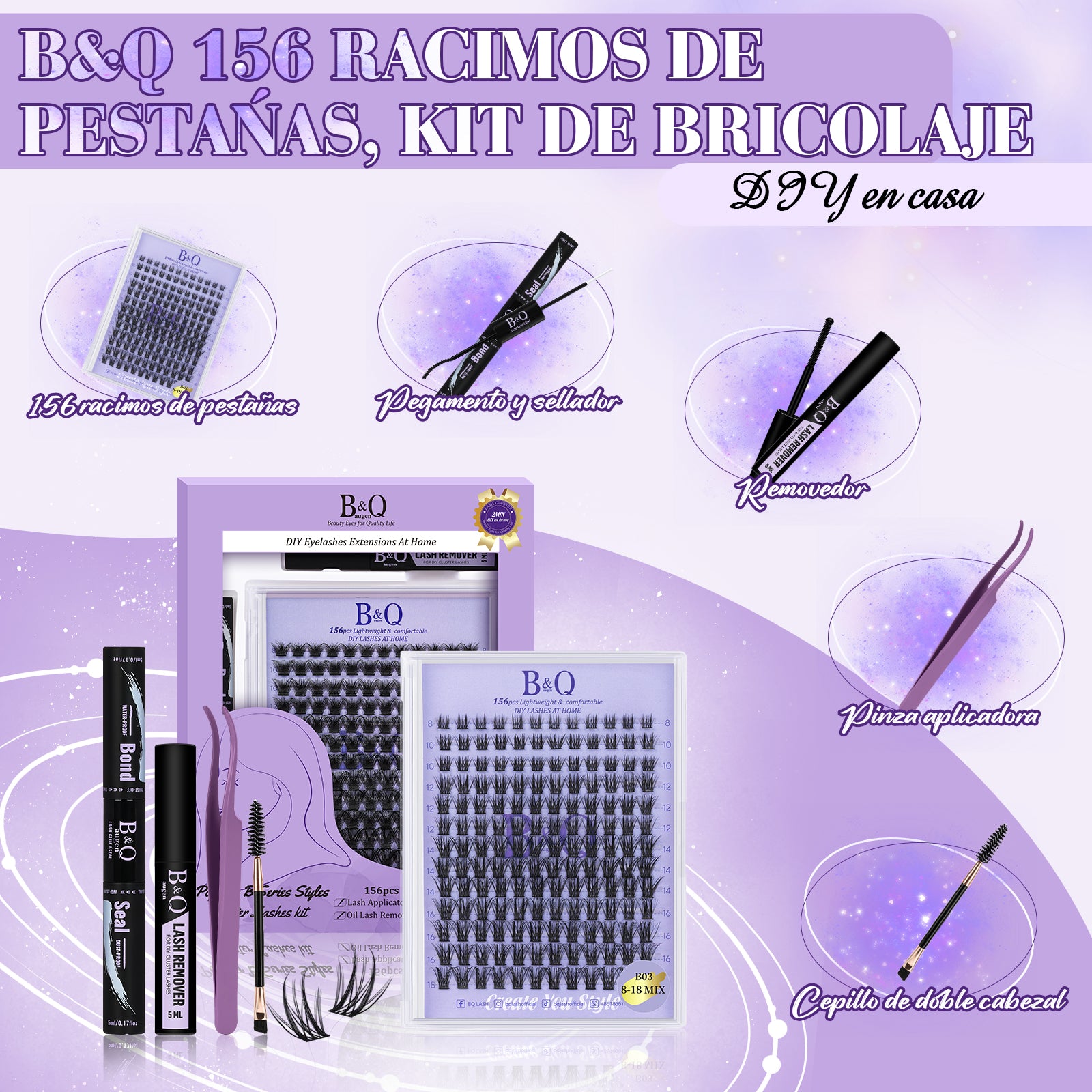 Qué incluye el kit de extensiones de pestañas en racimo DIY de aspecto natural