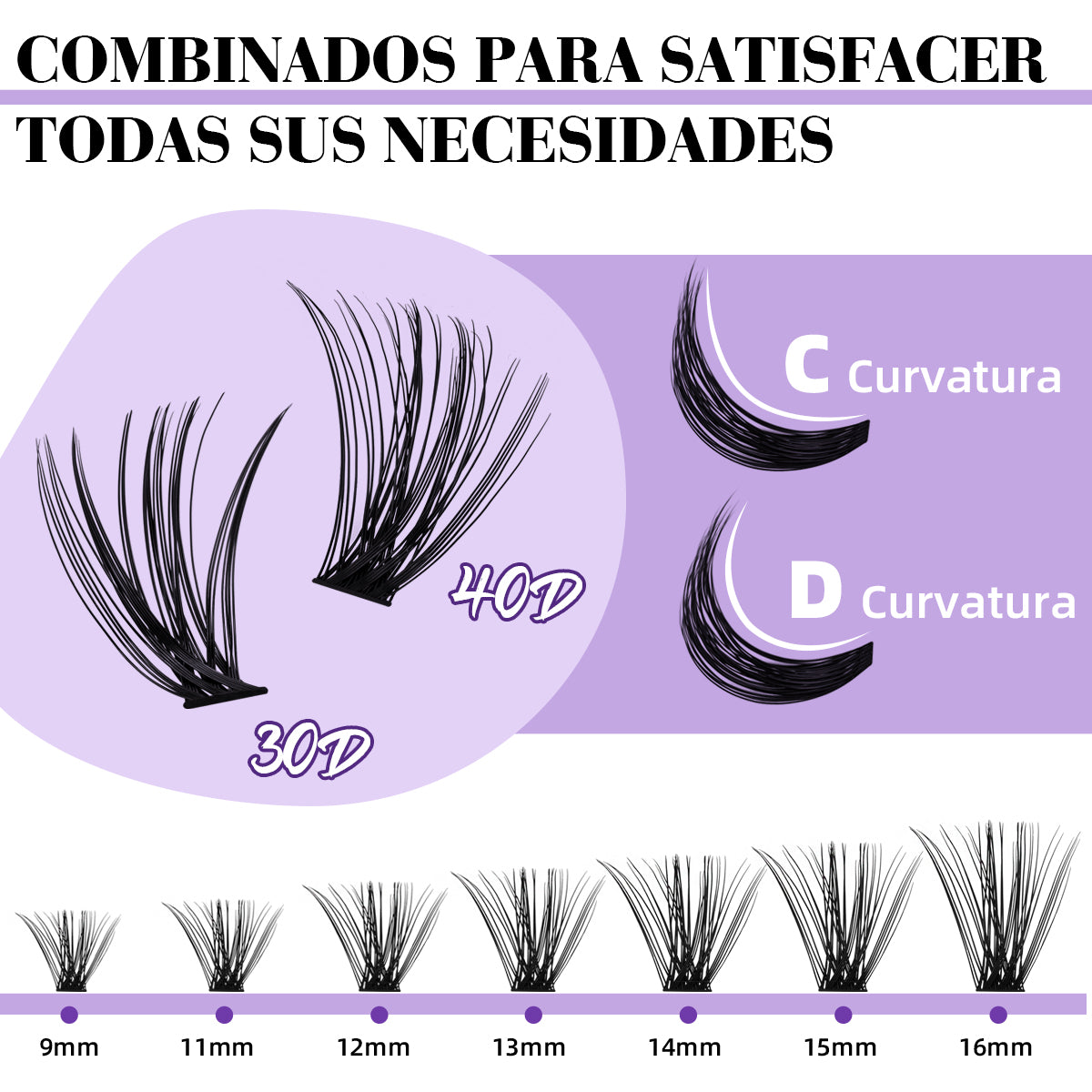 the detail of 30D+40D lash clusters