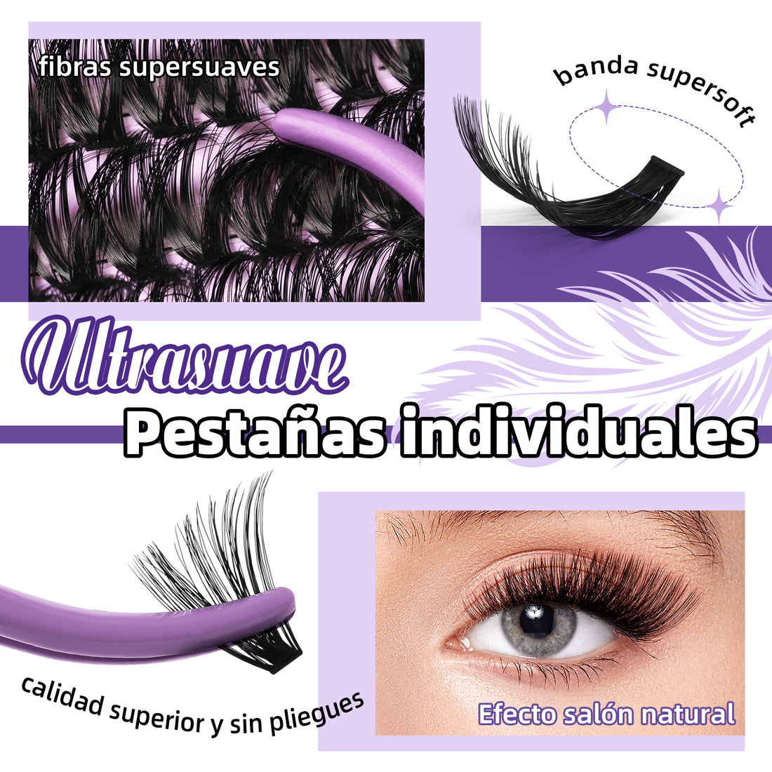 the detail of 70D+90D lash clusters