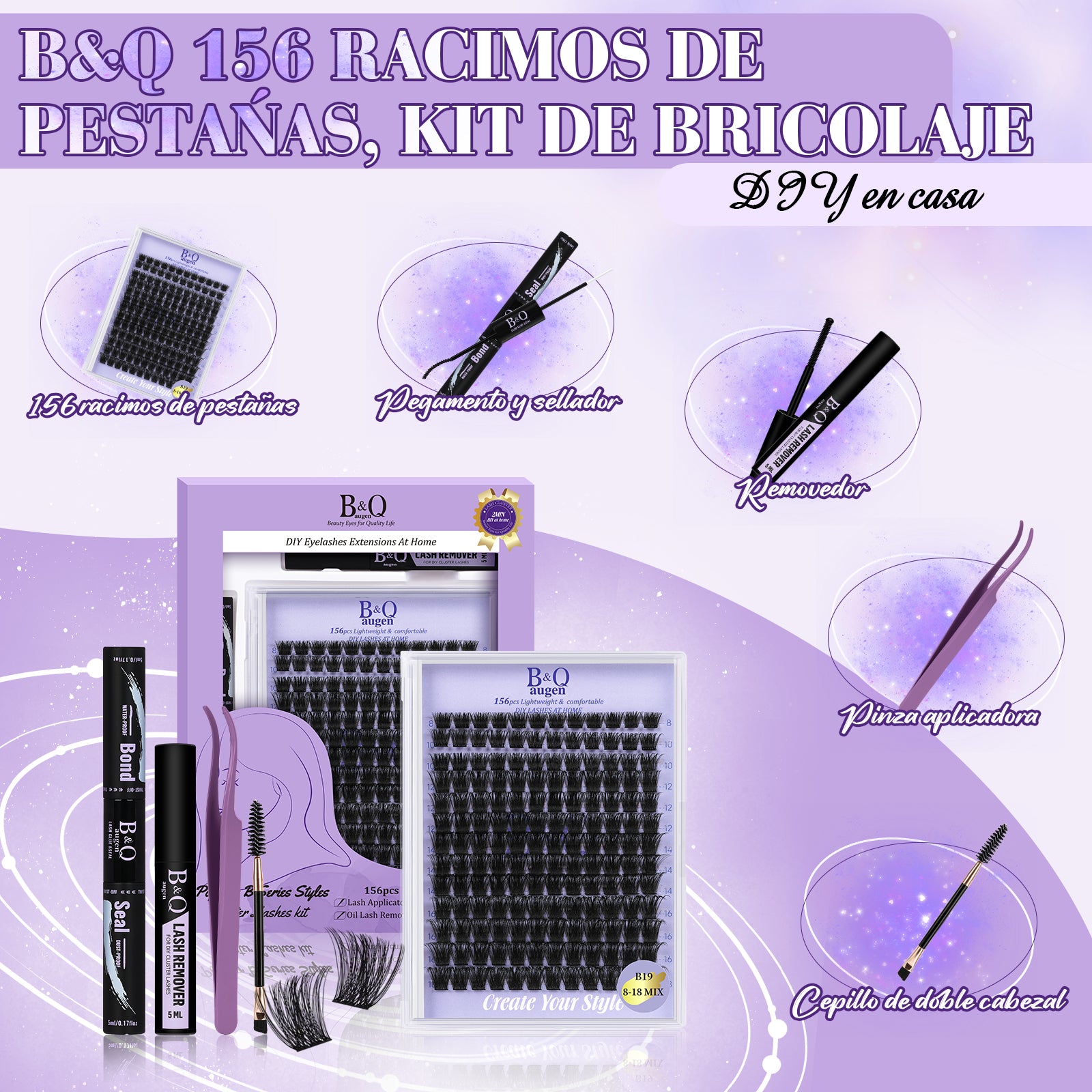 Qué incluye el kit de extensiones de pestañas en racimo DIY de aspecto volume