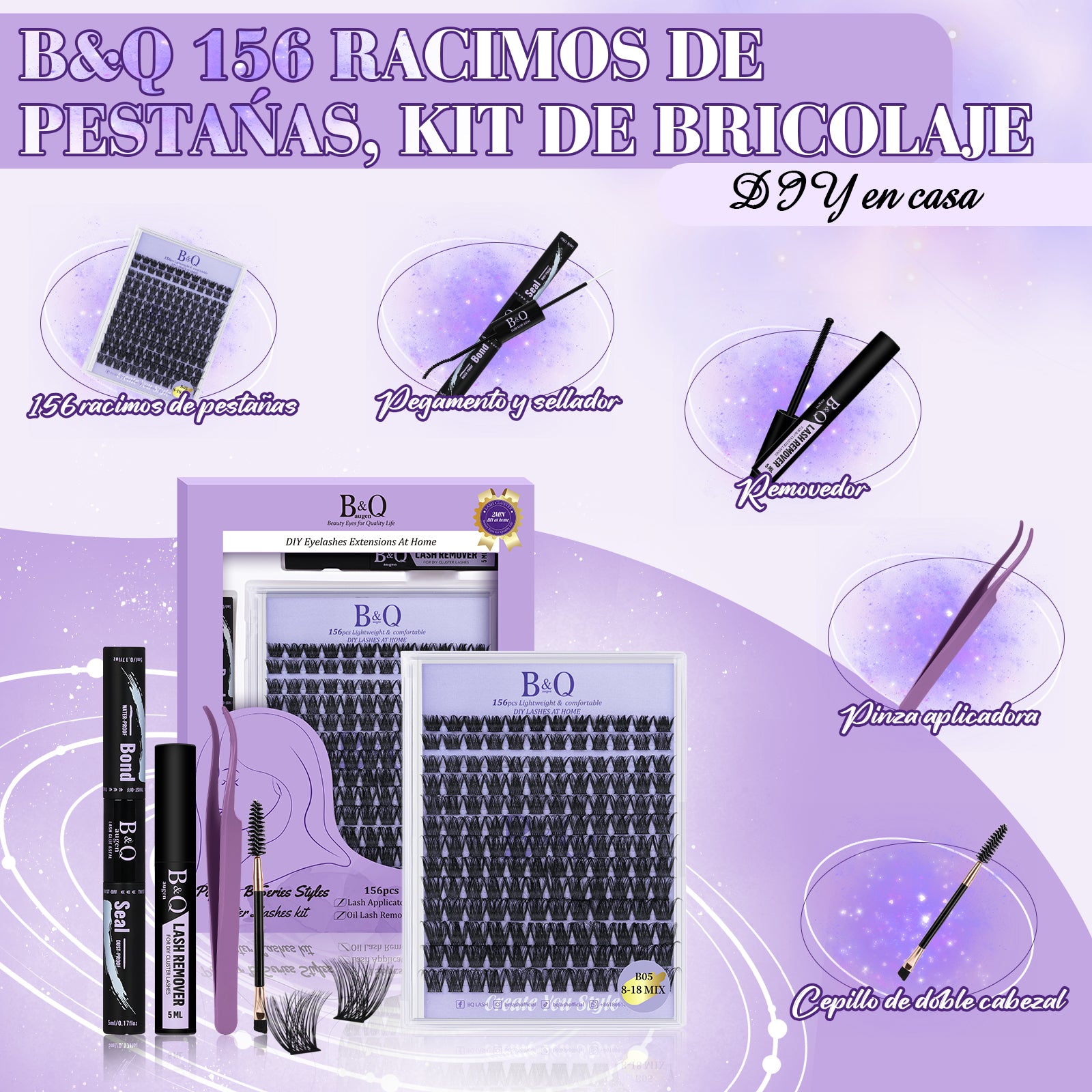 Qué incluye el kit de extensiones de pestañas en racimo DIY de aspecto volume