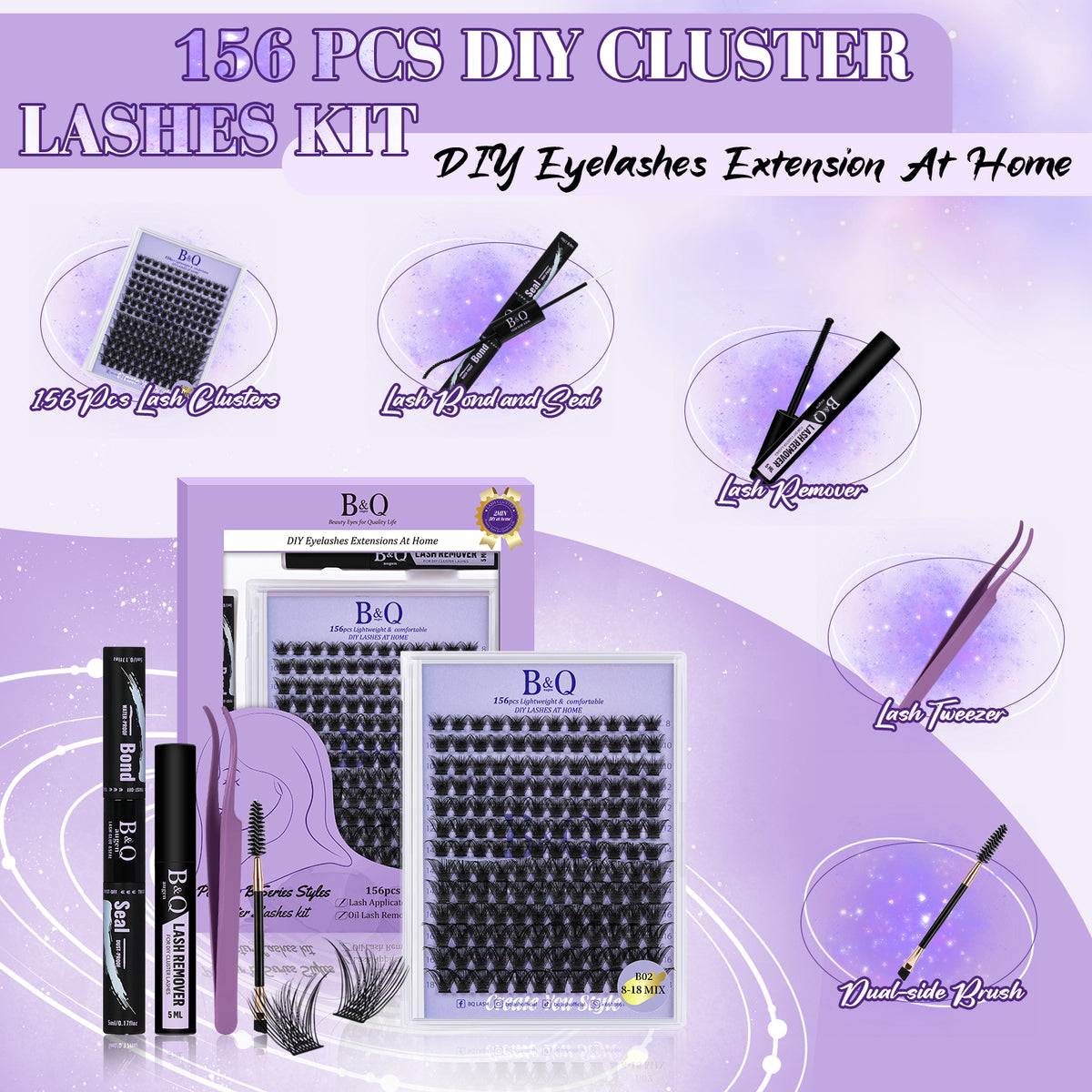 Kit de extensión de pestañas Glam at Home-B03