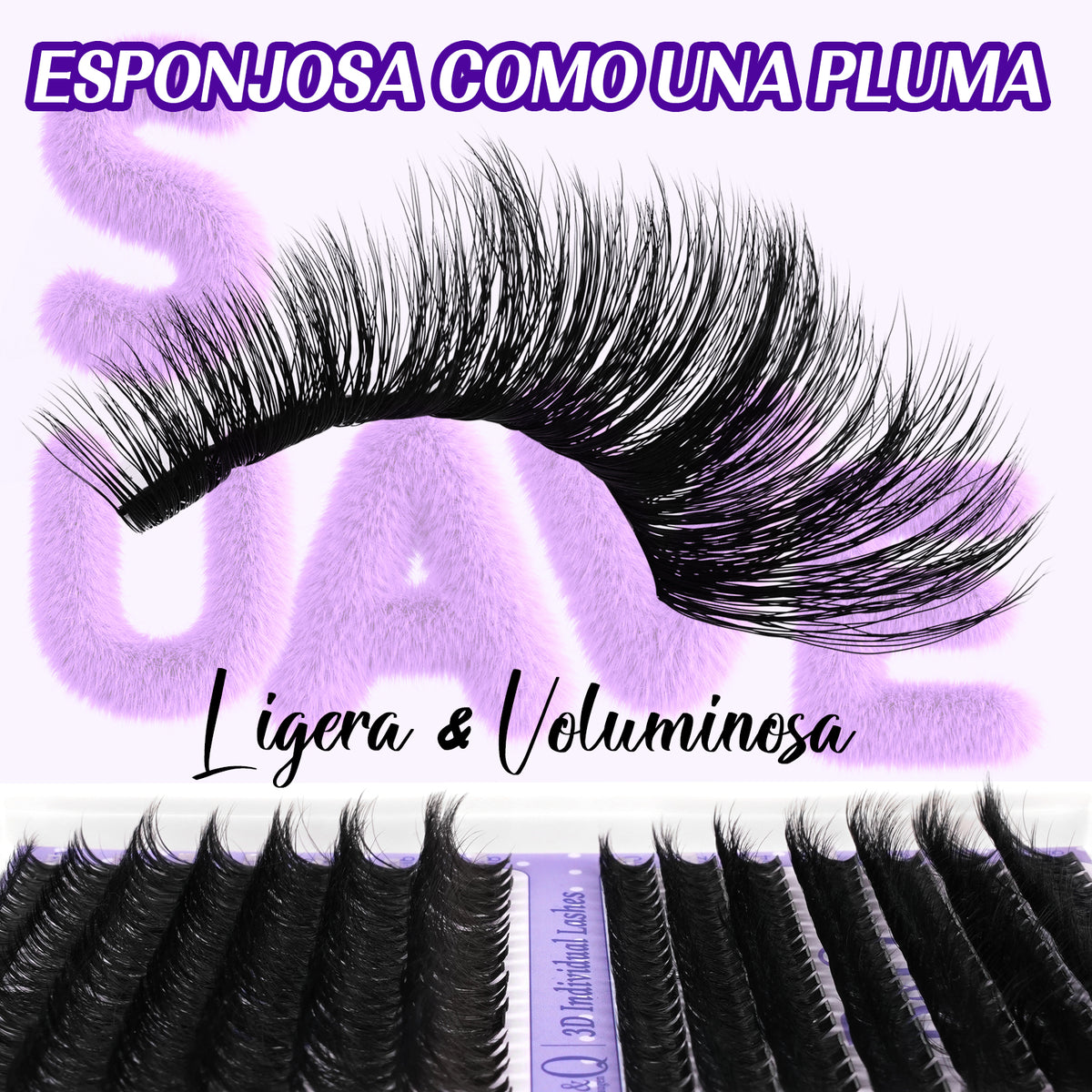 el detalle de Kit de Extensiones de Pestañas 70D+90D con efecto 3D