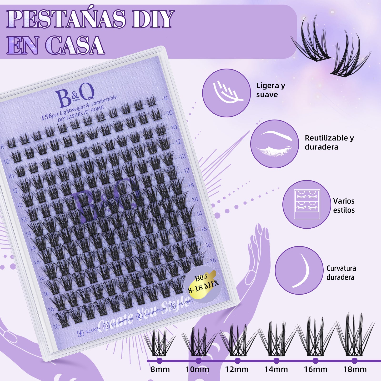 Ventajas de los racimos de pestañas diy de aspecto natural B03