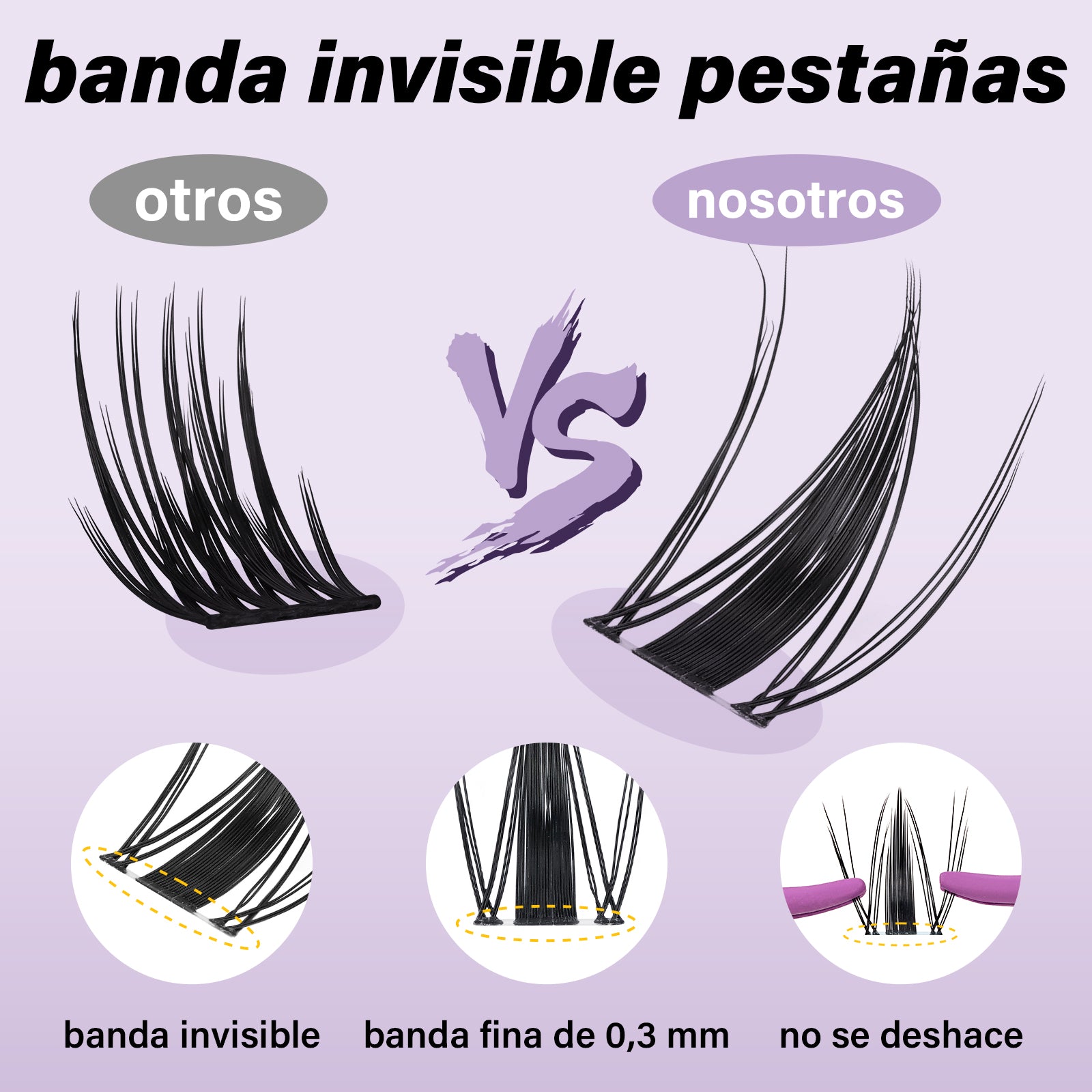 la diferencia de Fairy pestañas raíces invisibles