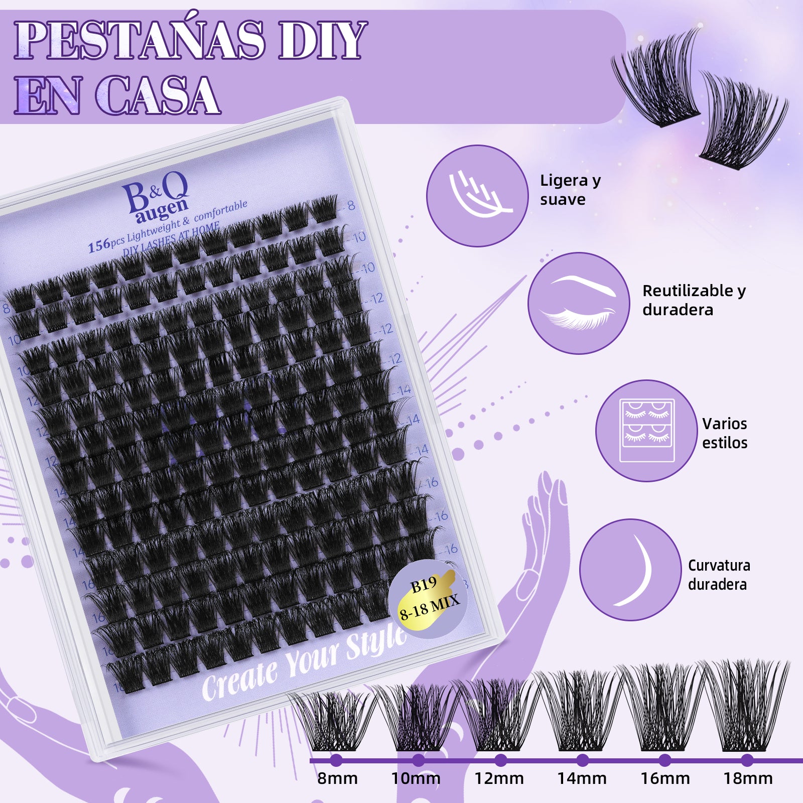 Ventajas de los racimos de pestañas diy de aspecto volume B02