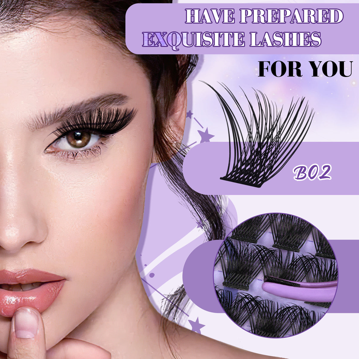 Kit de extensión de pestañas Glam at Home-B03