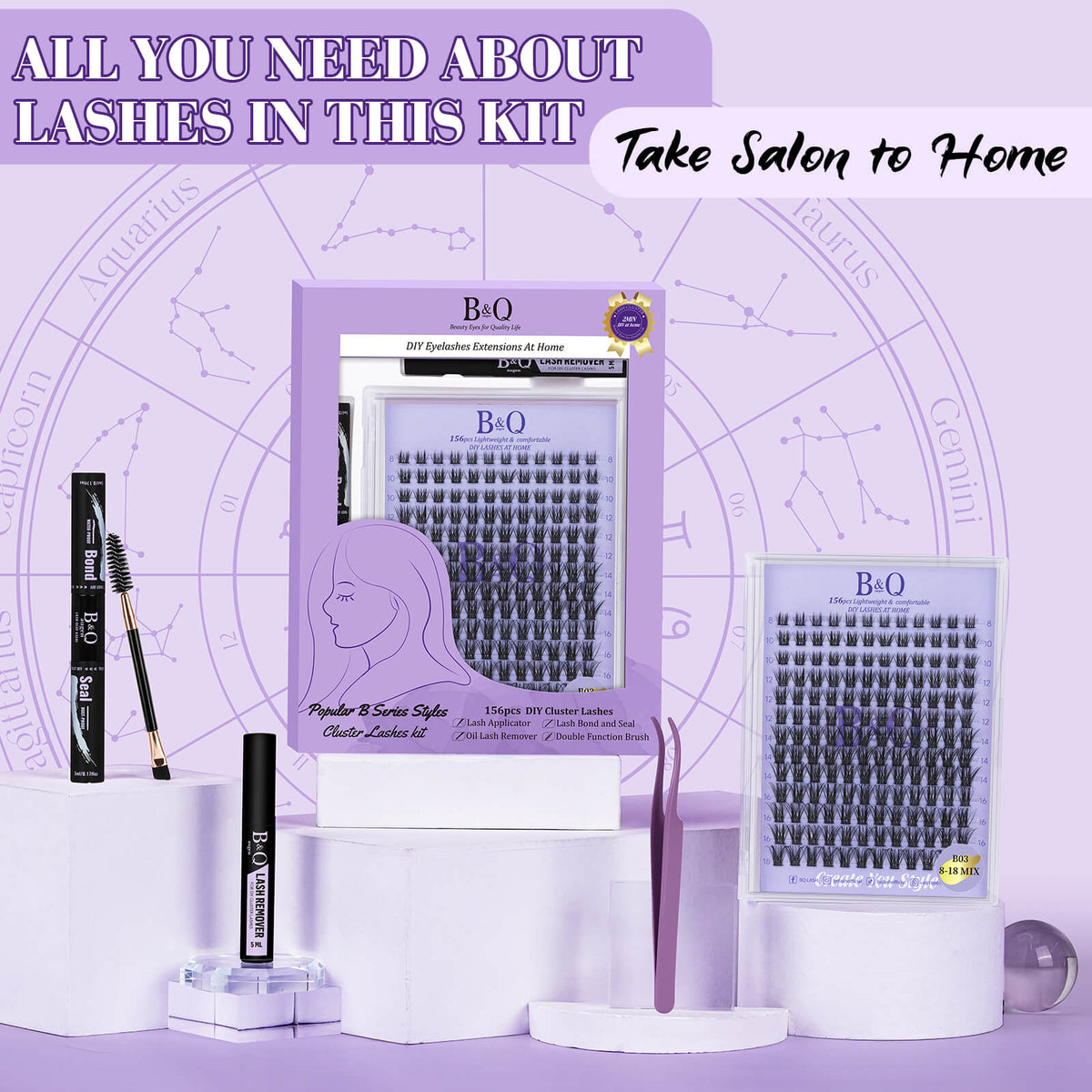 Kit de extensión de pestañas Glam at Home-B03