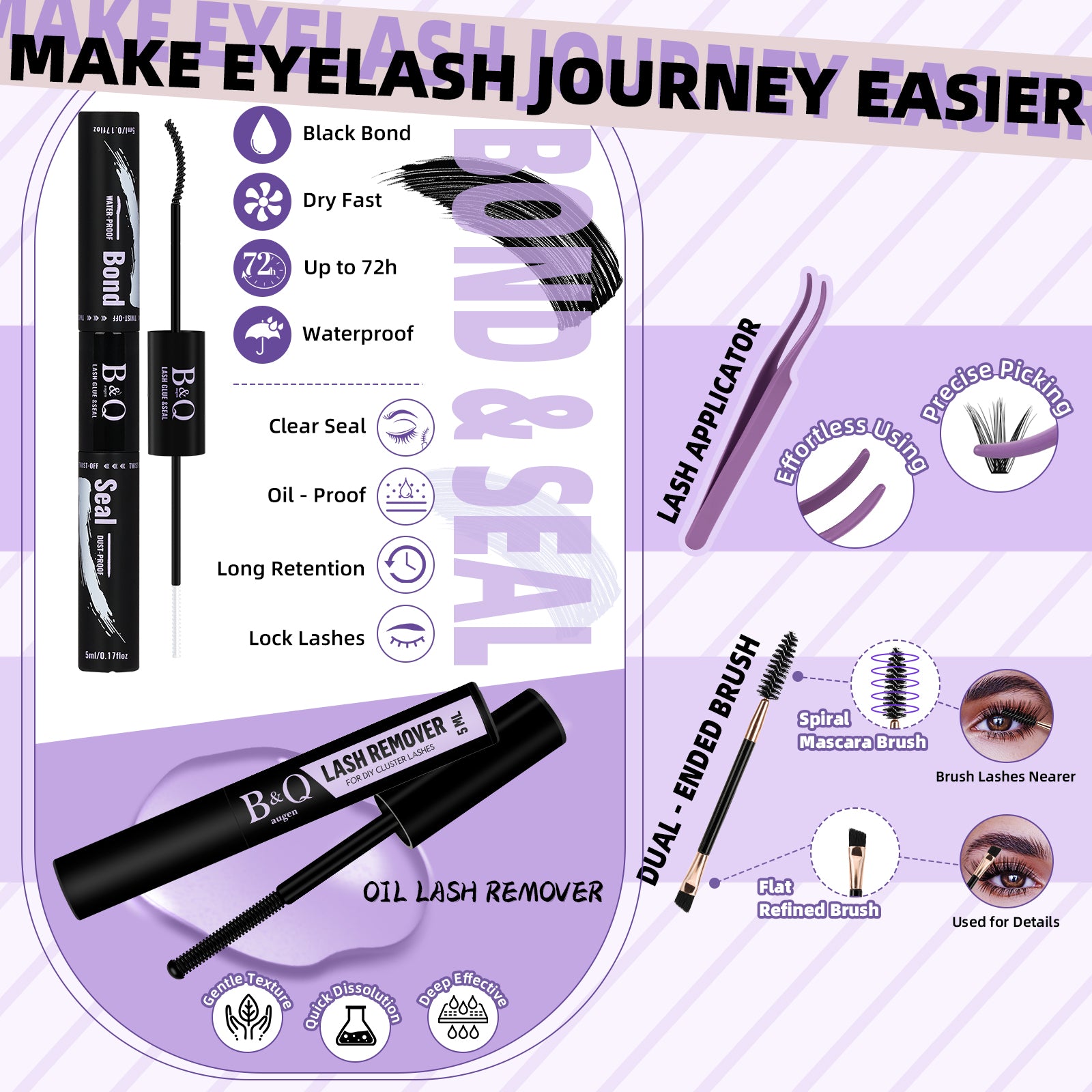 Accessories for 70D Individual Lash Clusters with Bottom Lashes Kit
