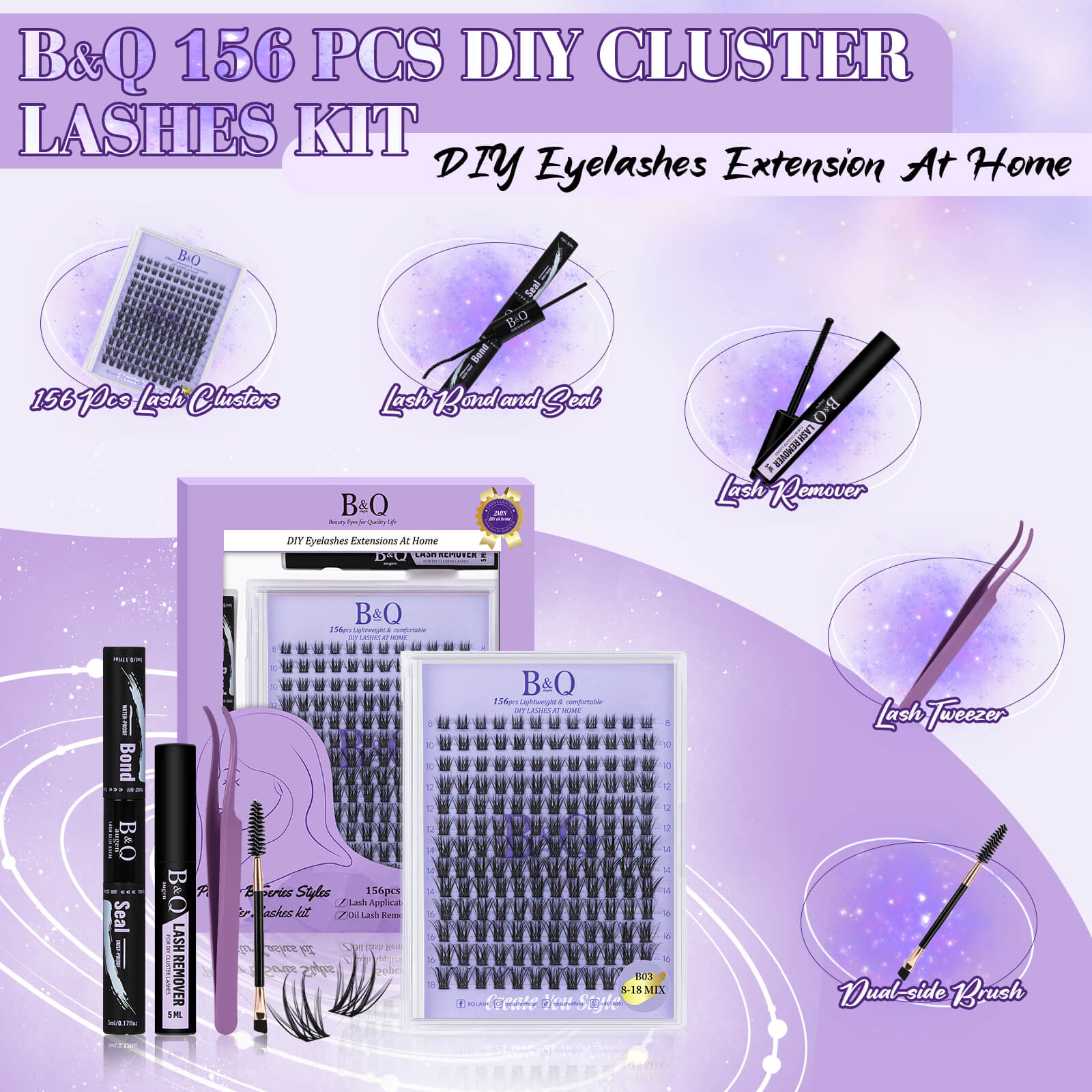 What included in Natural Looking DIY Cluster Lash Extensions Kit