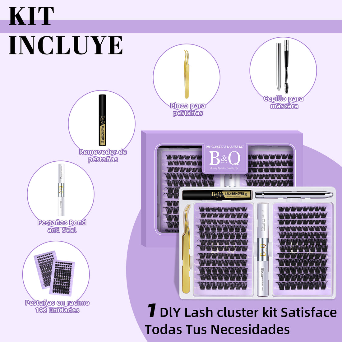 B05+B06 Kit Esencial de Extensiones de Pestañas DIY--192 PIEZAS