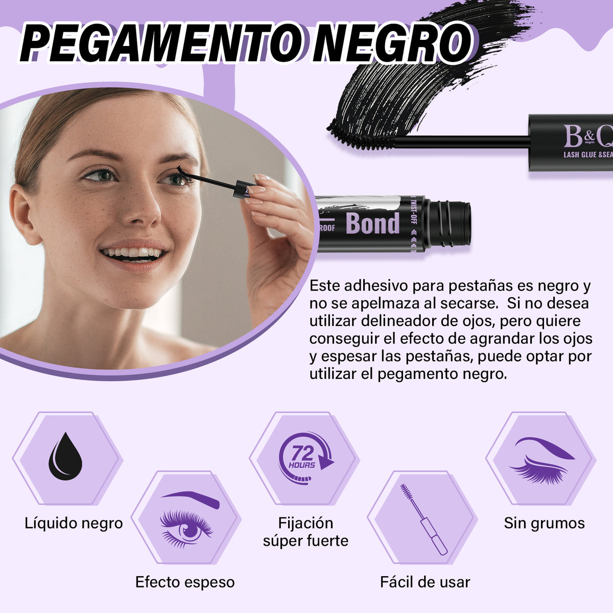 Lash Bond y Sellador 10 ML, Adhesivo y Sellador para Racimos de Pestañas 