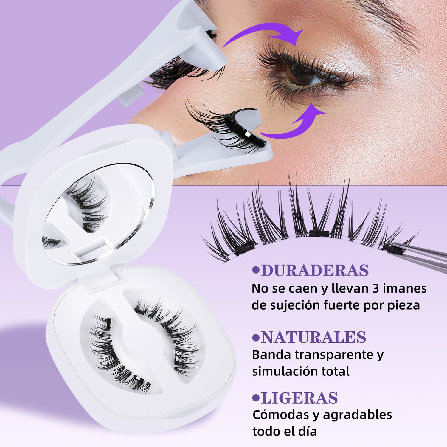 Kit De Pestañas Magnéticas Con Clip 1 Par--M01