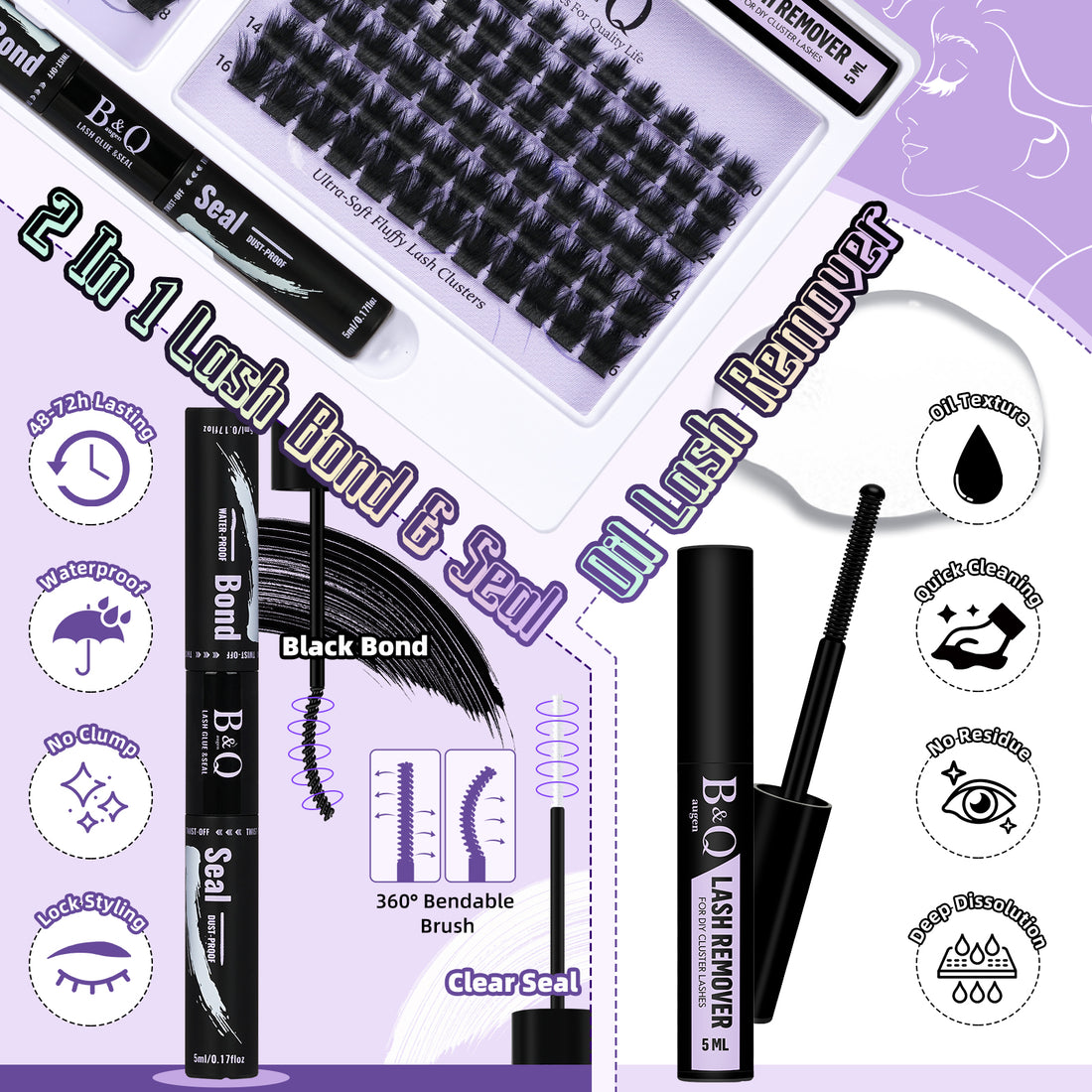 F03+F05 Ultra-soft DIY Cluster Lash Extensions Kit