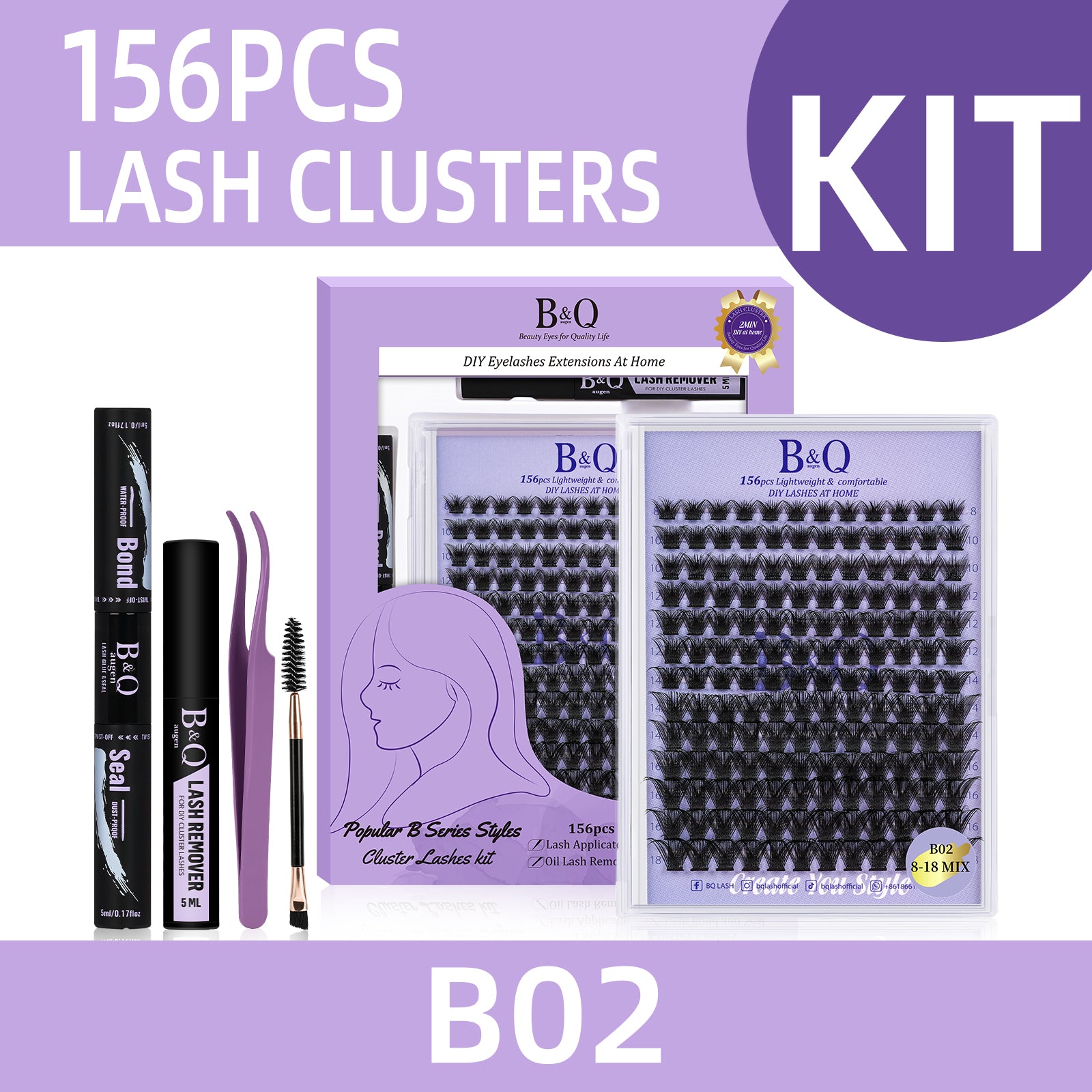 Kit de extensión de pestañas GlamLash Home - B02