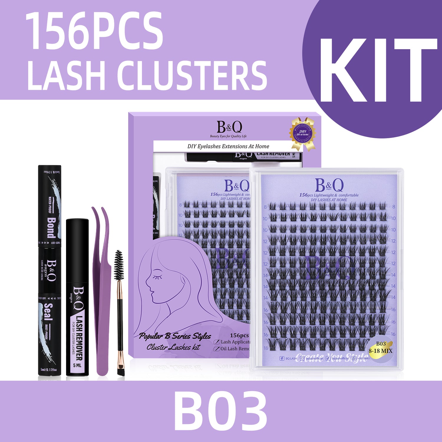 Kit de extensión de pestañas GlamLash Home - B03