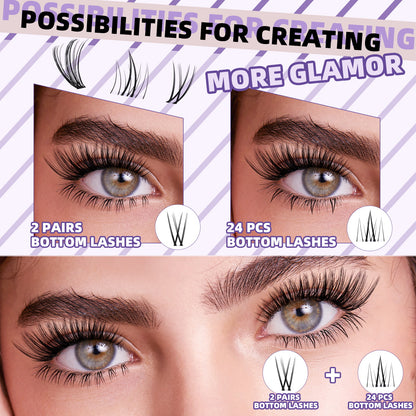 70D Individual Lash Clusters with Bottom Lashes Kit