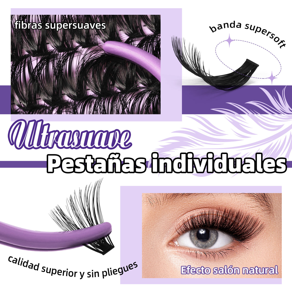 the detail of 70D+90D lash clusters