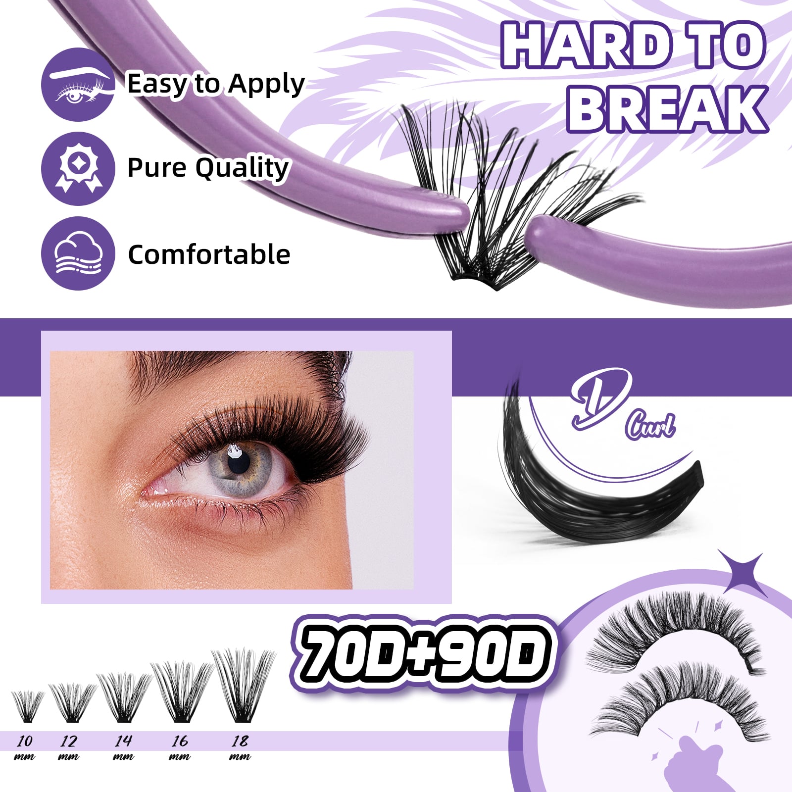 Detail of 70D+90D Ultra-soft Individual  diy cluster lashes