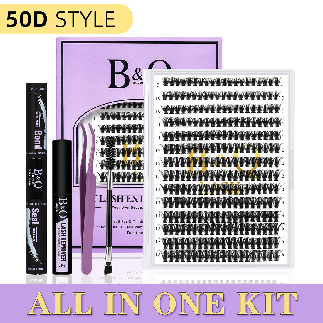 Kit completo de extensiones de pestañas individuales DIY de 50D