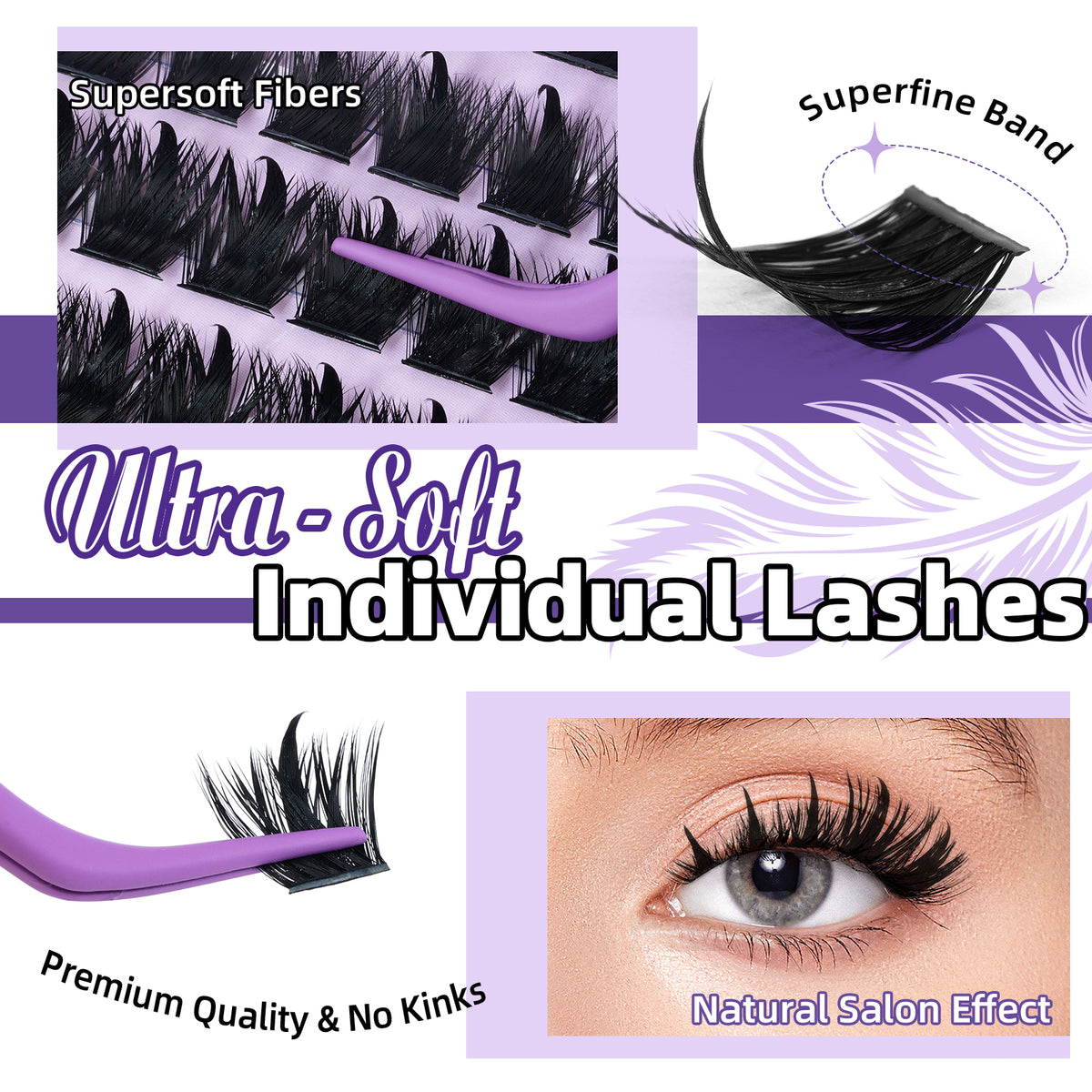 Kit de Pestañas Individuales Ultra Suaves 70D+90D