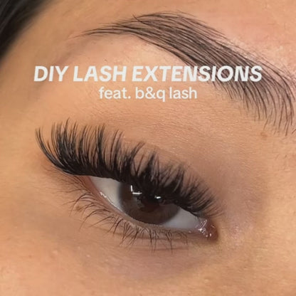 The process of wearing B&amp;Q 40D Individual Lash Clusters apply lash glue, place lashes and apply lash seal