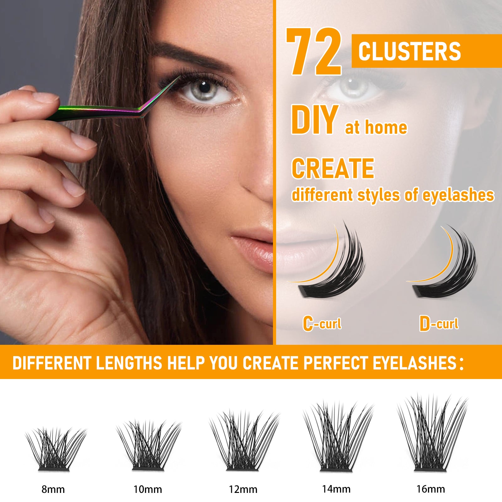 B02 Lash Clusters DIY Extensiones de pestañas 72 Clusters Lashes 