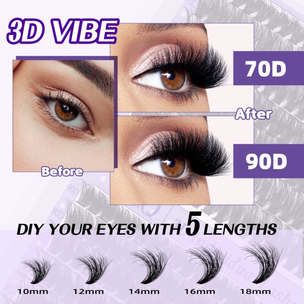 3D Effect 70D+90D Individual Lash Cluster DIY Lash Extension Kit