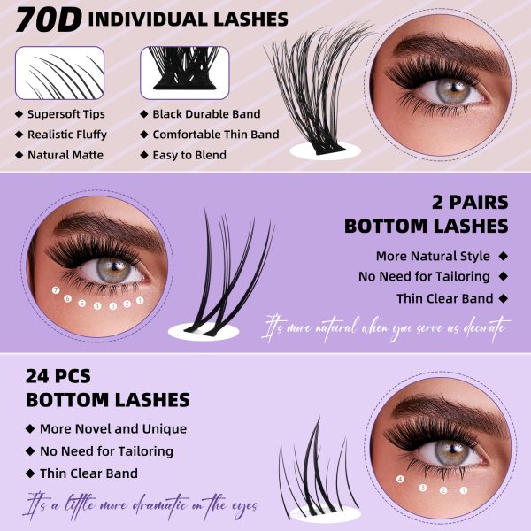 70D Individual Lash Clusters with Bottom Lashes Kit